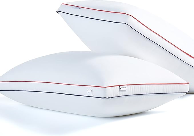 Bed Pillows for Sleeping, Queen Size Pillows Hotel Quality Set of 2, Fluffy and Supportive Gusseted Pillows for Side and Back Sleepers, Cooling Down Alternative Soft Pillow (20x30 in)