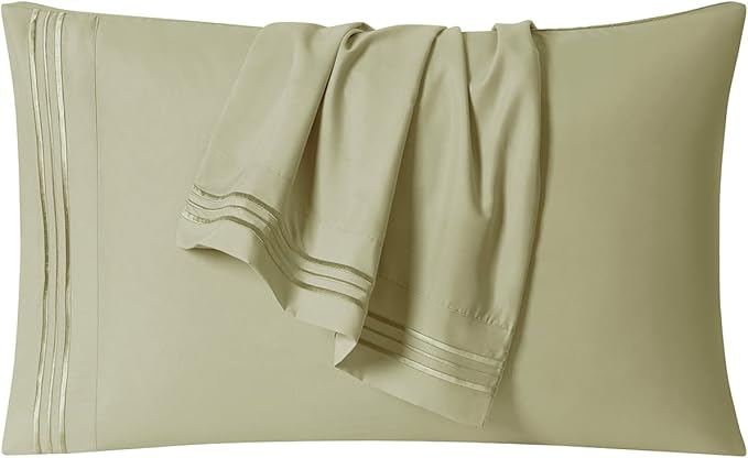 Clara Clark Bed Sheets, Premier 1800 Series 4 Piece Bed Sheet Set, Deep Pocket, Wrinkle, Fade, Stain Resistant, Luxury Soft Bedding Sheets & Pillowcases, Full, Sage Green