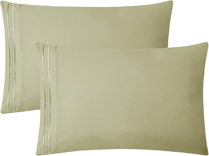 Clara Clark Bed Sheets, Premier 1800 Series 4 Piece Bed Sheet Set, Deep Pocket, Wrinkle, Fade, Stain Resistant, Luxury Soft Bedding Sheets & Pillowcases, Full, Sage Green
