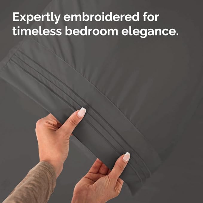 Standard Pillow Cases Set of 4 - Ultra Soft Hotel Quality Pillowcase Covers - Comfy Bedding for Women, Men, Kids & Teens - Machine Washable Pillow Protectors - 4 Piece Set - Standard Size Charcoal