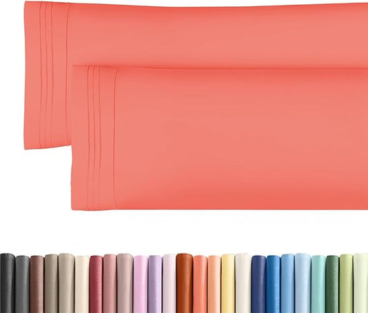 Body Pillowcases Set of 2-20x54 Long Body Pillow Case - Soft Body Pillow Cover for Sleeping & Side Sleepers - Comfy, Wrinkle & Fade Free - Machine Washable w/Envelope Enclosure Coral