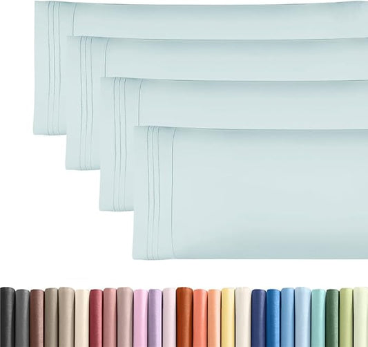 Body Pillowcases Set of 4-20x54 Long Body Pillow Case - Soft Body Pillow Cover for Sleeping & Side Sleepers - Comfy, Breathable & Fade Free - Machine Washable with Envelope Enclosure - (Sky Blue)