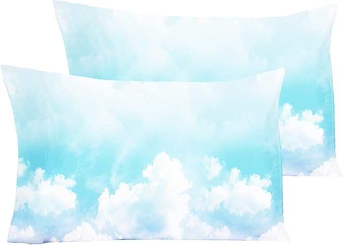 YIYEA Pillow Cases Queen Size Set of 2, Ultra Soft Double Brushed Microfiber Pillowcases Queen, Printed Bed Pillow Covers, Fade Resistant, Easy Slip-On (20"x30")
