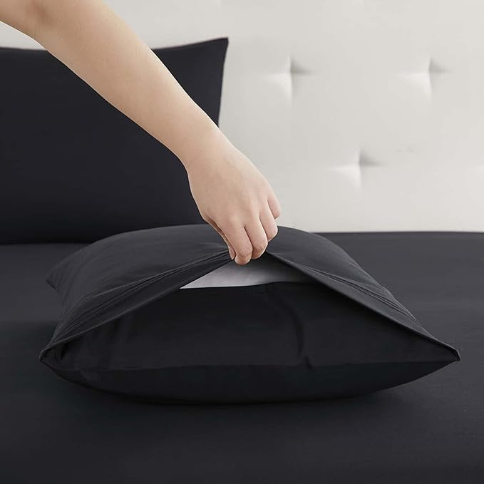 Clara Clark Cal King Sheets, 6 Piece Set - Hotel Luxury Sheets for Cal King Size Bed, Super Soft Bedding Set, Cal King Size, Black
