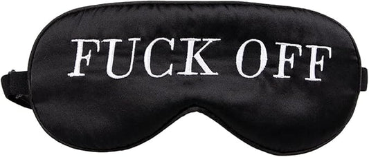 100% Mulberry Silk Sleep Mask Blackout, Cute Natural Sleeping Mask with Adjustable Elastic Strap, Satin Eye Cover for Men Women Adults (Fuck Off)