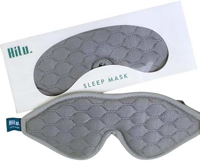HILU Sleep Mask - 100% Light Blocking Eye Mask for Sleeping - Mothers Day Gifts for Mom, Zero Eye Pressure, Comfortable & Adjustable Design, Night Blindfold Eye Mask for Women & Men (Gray, 1 Count)