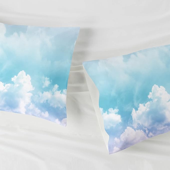 YIYEA King Size Pillow Cases Set of 2, Ultra Soft Double Brushed Microfiber Pillowcases King, Printed Bed Pillow Covers, Fade Resistant, Easy Slip-On (20"x36")
