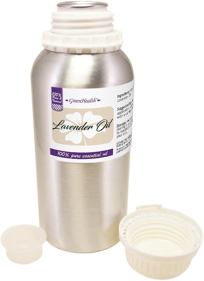 Lavender Essential Oil – 16 fl oz (473 ml) Aluminum Bottle w/Plug Cap - GreenHealth