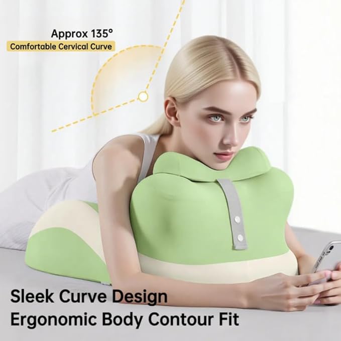 Butt Cushion for Couples - Memory Foam Support Pillow for Women, Sitting and Lying. Ideal for Waist, Neck, and Multi-Position Comfort at Home. Modern Simple Style Pillowcase (Green)