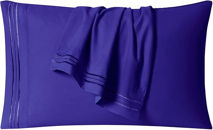 Clara Clark Bed Sheets, Premier 1800 Series 4 Piece Bed Sheet Set, Deep Pocket, Wrinkle, Fade, Stain Resistant, Luxury Soft Bedding Sheets & Pillowcases, King, Royal Blue