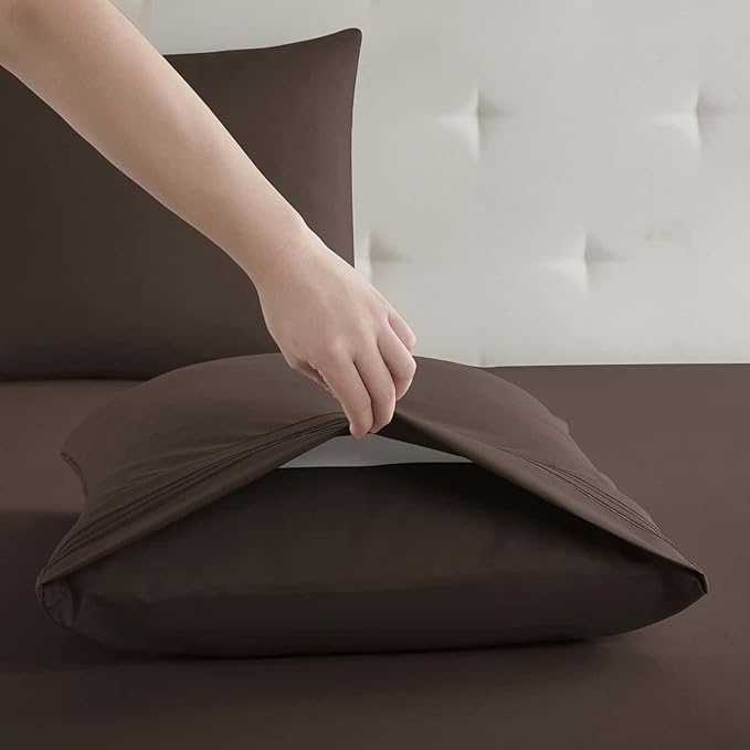 Clara Clark Twin Sheets, 5 Piece Set - Hotel Luxury Sheets for Twin Size Bed, Super Soft Bedding Set, Twin Size, Chocolate Brown
