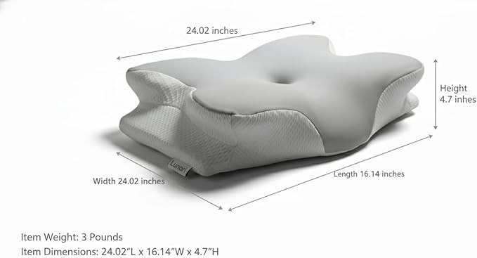 Lunari Butterfly Cervical Pillow – Orthopedic Memory Foam Neck Support Pillow for Neck Pain Relief, Ergonomic Cooling Pillow for Side & Back Sleepers