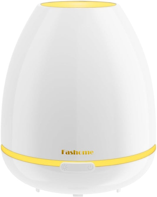 300ml Essential Oil Diffuser, Ultra-Quiet Ultrasonic Aromatherapy Machine with 4 Timers (Cont/1H/2H/20s Inter), 7-Color & Breathing Night Light, BPA-Free, Auto Shut-Off for Home, Bedroom & Yoga, White