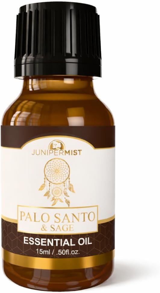 Palo Santo & Sage Smudge Essential Oil – White Sage & Palo Santo Blend for Cleansing, Grounding & Protection – Highly Concentrated Smokeless Energy Clearing for Diffusers, Rituals & Meditation (15ml)