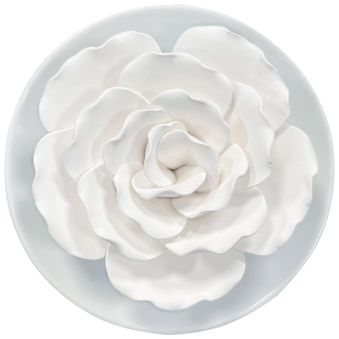 Passive Diffuser for Essential Oil-Ceramic Diffuser Non Electric Oil Diffusers for Small Mini Room, Desk Decorative, Bathroom (White Hibiscus)