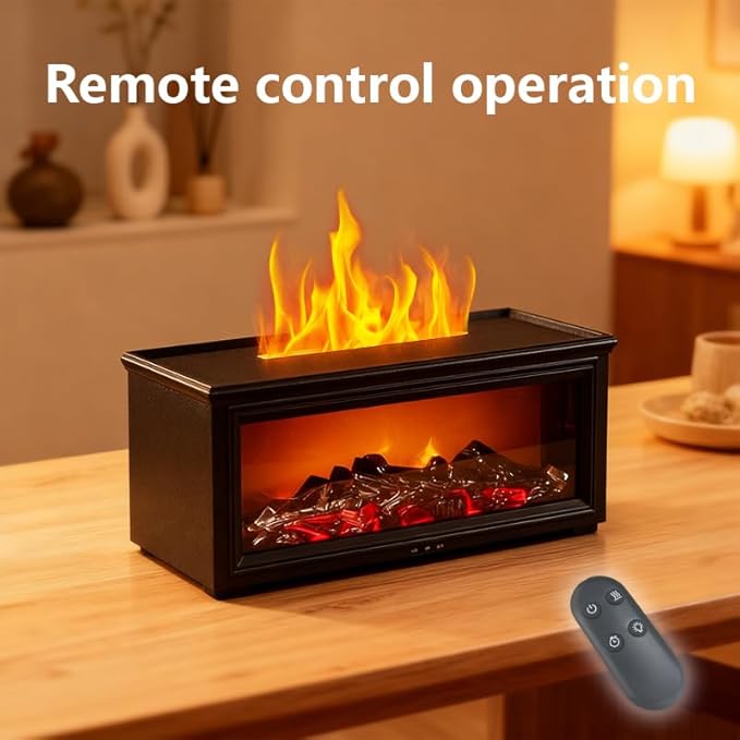 Fireplace Diffuser, 280ML Flame Diffuser with Remote Control, Timer, Auto-Off,Aromatherapy Essential Oil Diffuser Home, 7 Colors Fire Air Humidifier Cool Mist Humidifiers for Bedroom,Office