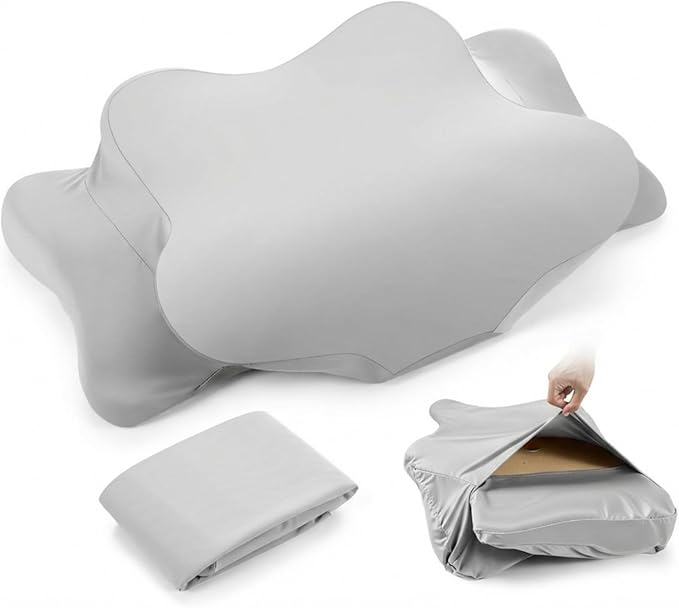 Hahafelt Cooling Cervical Pillowcase Cover with Envelope Closure (Only Pillow Case) Ergonomic Neck Pillowcase Smooth Soft Cool Pillow Cover for Side Back Stomach Sleepers(Gray,Standard Size)
