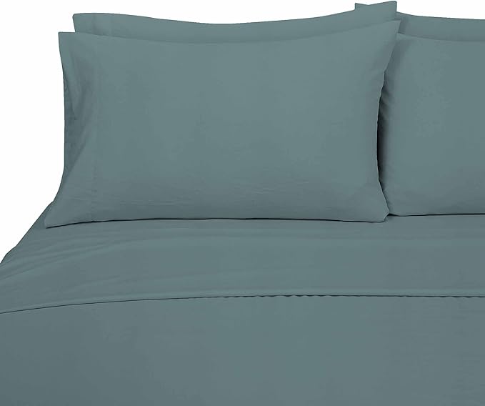 Royale Linens 6 Piece Queen Sheets Set - Soft Brushed 1800 Microfiber Bedding -1 Fitted and 1 Flat Sheet, 4 Pillow cases - Wrinkle Free & Fade Resistant - Hotel Luxury Bed Sheets (Spruce Green, Queen)