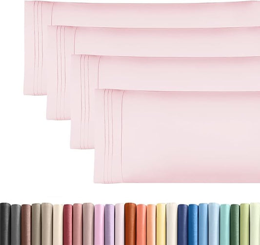 Body Pillowcases Set of 4-20x54 Long Body Pillow Case - Soft Body Pillow Cover for Sleeping & Side Sleepers - Comfy, Breathable & Fade Free - Machine Washable w/Envelope Enclosure - (Lavender Pink)