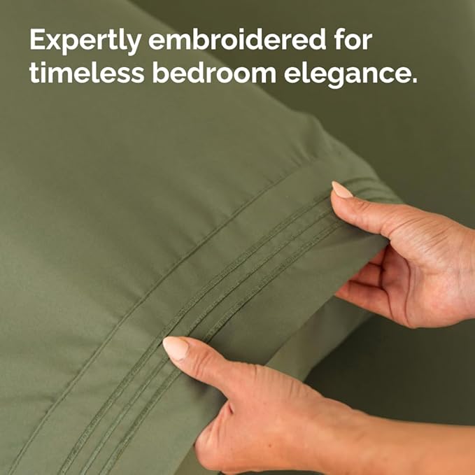 Standard Pillow Cases Set of 4 - Ultra Soft Hotel Quality Pillowcase Covers - Comfy Bedding for Women, Men, Kids & Teens - Machine Washable Pillow Protectors - 4 Piece Set - Standard Size Sage Green