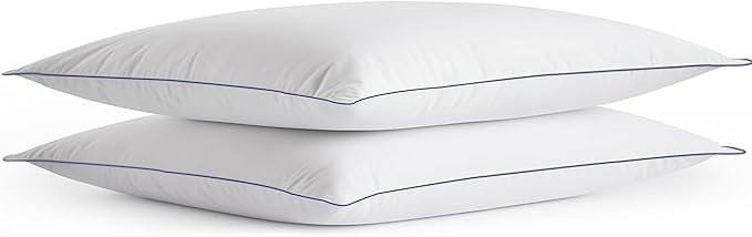 SILUI Flat Soft Thin Pillows Standard Size Set of 2 Pack Bed Pillow with Down Alternative Fill for Side Back Stomach Sleepers, 20x26 Inches, White
