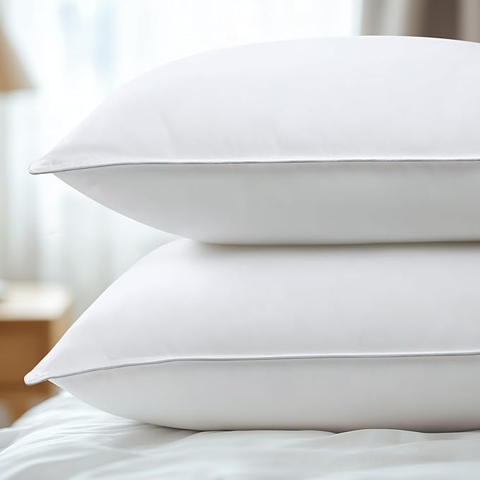 viewstar Bed Pillows King Size Set of 2, Hotel Collection Down Alternative Pillows for Side, Back or Stomach Sleepers, Stable Neck Support, Double Stitch White