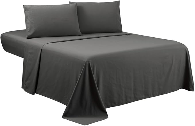 Sfoothome 4-Piece Bed Linen Set, Queen, Deep Gray, 1800 Series, Wrinkle & Fade Resistant, Deep Pocket, Luxury Brushed Microfiber Bed Sheets Set