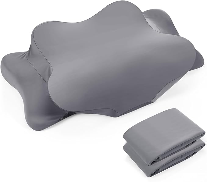 Hahafelt 2 Pcs Cooling Cervical Pillowcase with Zipper (Only Pillowcase) Ergonomic Cervical Neck Pillow Cover Breathable Cool Pillow Case for Side Back Stomach Sleepers(Dark Gray,Standard Size)