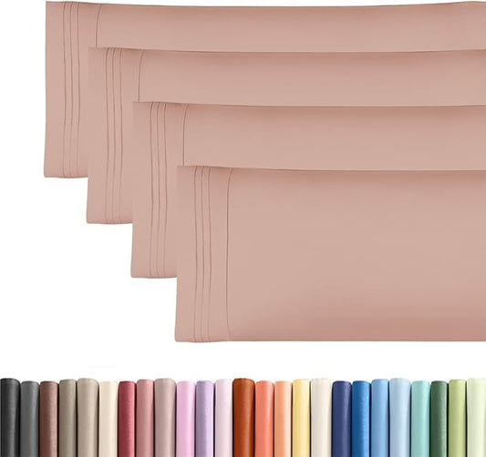 Body Pillowcases Set of 4-20x54 Long Body Pillow Case - Soft Body Pillow Cover for Sleeping & Side Sleepers - Comfy, Cozy Breathable & Fade Free - Machine Washable w/Envelope Enclosure - (Mauve)