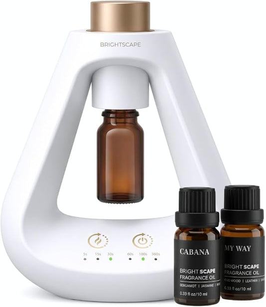 Apex Starter Set — Waterless Aromatherapy Diffuser + 2 Fragrance Oils | Cold Air Nebulizing | Cabana & My Way 0.33 fl oz| No Water No Heat | Pristine White