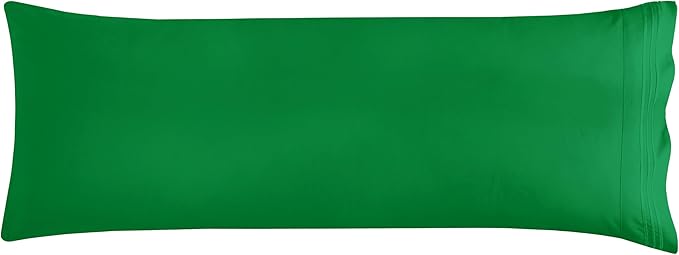 Mocassi 1-Piece Premium Body Pillowcase 1800 Series Hotel Quality Microfiber - Soft and Breathable with 3-Line Embroidery Wrinkle and Stain Resistant, Easy Care, 21" x 54", Royal Green