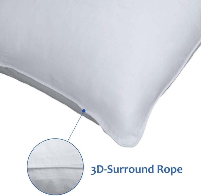 Precoco Pillow Cases Standard Size Set of 2 | 100% Cotton White Pillowcases Standard with 600 Threads | Stable Pillow Covers with Zipper Hidden for Hotel Quality, 20x26