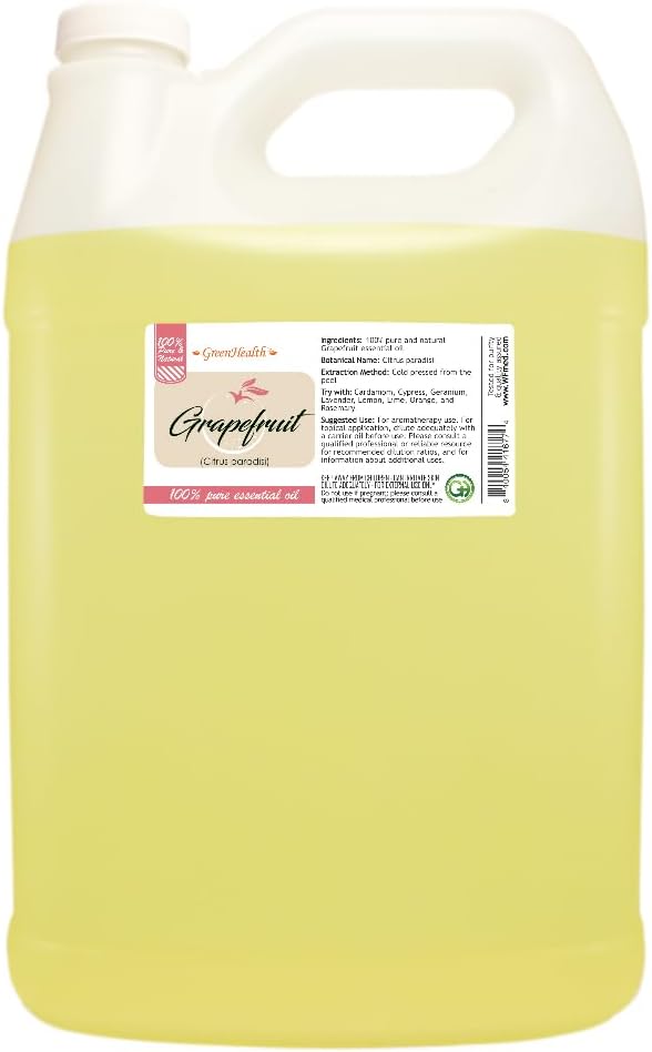 Grapefruit (Pink) Essential Oil - 128 fl oz (1 Gallon) Plastic Bottle w/Cap - 100% Pure Essential Oil by GreenHealth