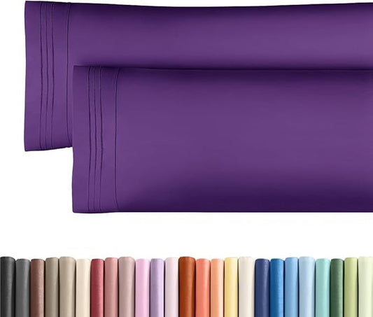 Body Pillowcases Set of 2-20x54 Long Body Pillow Case - Soft Body Pillow Cover for Sleeping & Side Sleepers - Comfy, Breathable, Wrinkle & Fade Free - Machine Washable w/Envelope Enclosure (Purple)