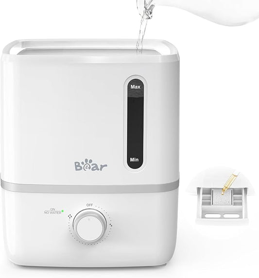 Bear Humidifiers for Bedroom, 2.5L Cool Mist Humidifiers and Oil Diffuser, Quiet Rapid humidifiers for Home Whole House, with Adjustable Mist Output and Auto Shut-off, White