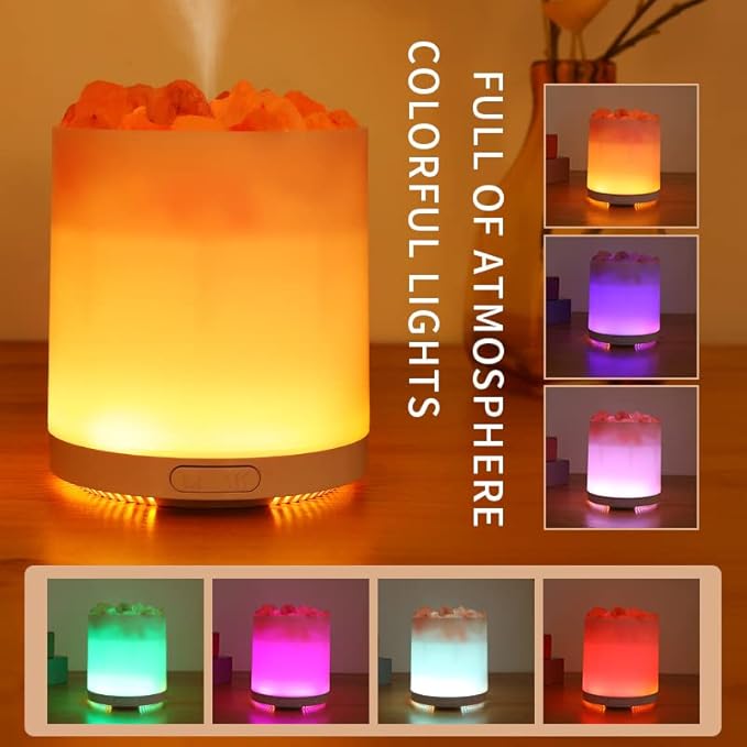 COOZMENT 2-in-1 Himalayan Salt Lamp & Ultrasonic Essential Oil Diffuser, Salt Lamp Diffuser,Humidification,Aromatherapy,USB Interface,7 Color Lights& Waterless Auto-Off.…