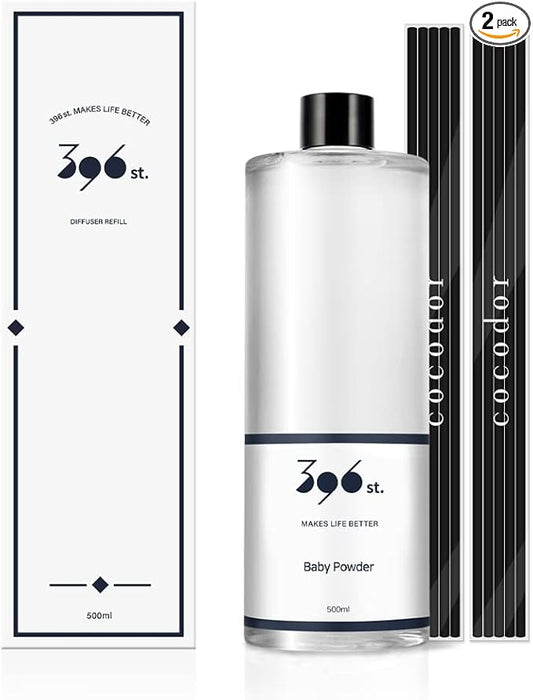 396 st. Reed Diffuser Oil Refill, Baby Powder(Also Known as Refreshing Air), 16.9oz(500ml), 10 Fiber Reed Sticks/Home Fragrance, Scented Oil Refills, Oils for Reed Diffuser, Home Décor