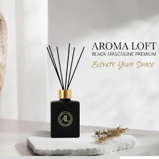 Black Reed Diffusers for Home | Premium Long-Lasting Fragrance Diffuser | Reed Diffuser Sticks in Oil Set | Smells Good in Bathroom & Office | Black, Balsam Reed Diffuser(5 oz)
