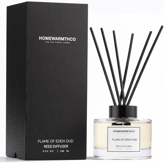 Oud Rose & Jasmine Reed Diffuser Set - Luxury Fragrance Reed Diffusers for Home. Office, Bathroom, Kitchen and Home Decor - Long-Lasting Scent with Non-Toxic Oils (5.63 oz, 160ml)