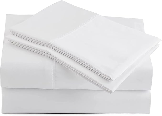 King 4 Pc Sheet Set 600 TC Egyptian Cotton Sheets King Size Cotton Sheets for King Size Bed Sateen Long Staple Deep Pockets Flat Fitted Pillow Case Better Than Percale Hotel Quality White