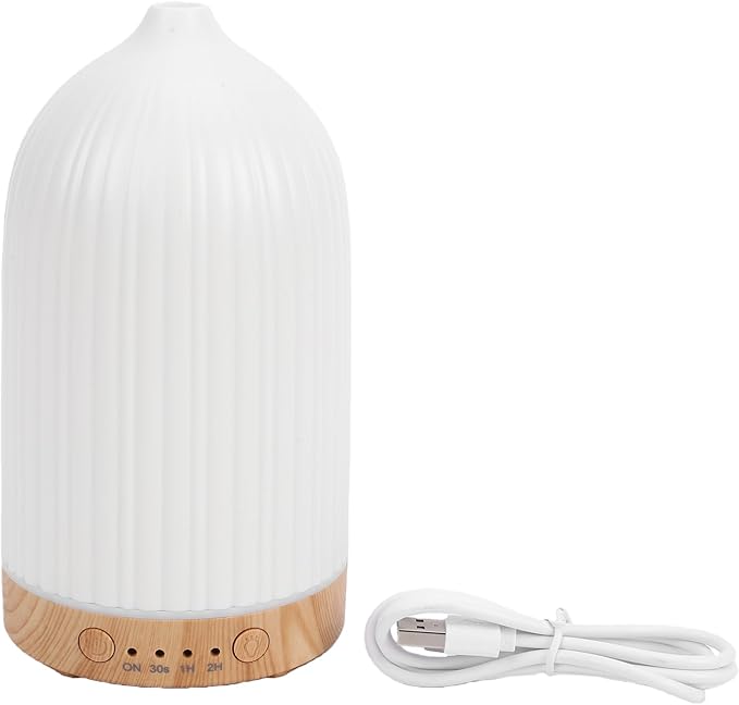 Haofy 200ML Essential Oil Diffuser Quiet Ultrasonic Aromatherapy Diffuser with Wood Grain Base 7 Color LED Lights Auto Shut Off for Bedroom Home Office Yoga Studio