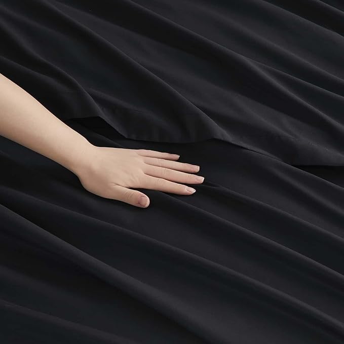 Clara Clark Cal King Sheets, 6 Piece Set - Hotel Luxury Sheets for Cal King Size Bed, Super Soft Bedding Set, Cal King Size, Black