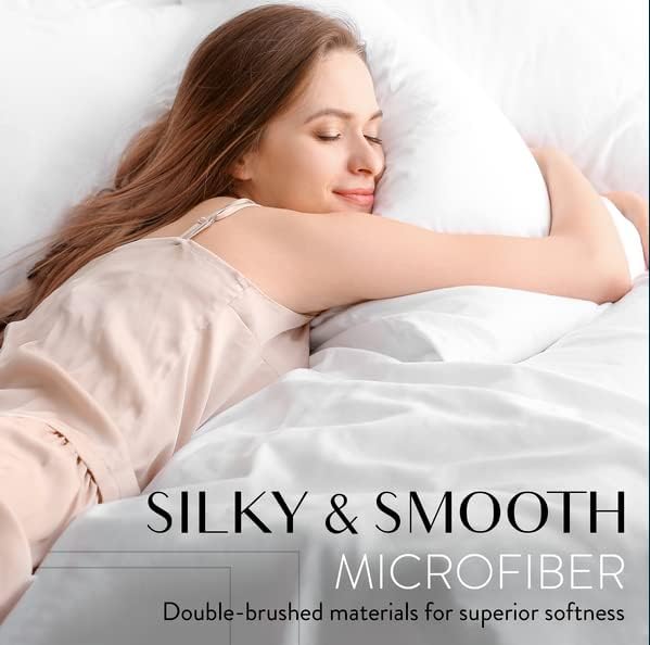 Danjor Linens Bed Sheet Set Full Size for Teens, Hotel Premium Sheets with 4 Pillowcases, Lightweight Brushed Microfiber Deep Pockets, Breathable Cooling 6 Piece Bedding Sets, Gray