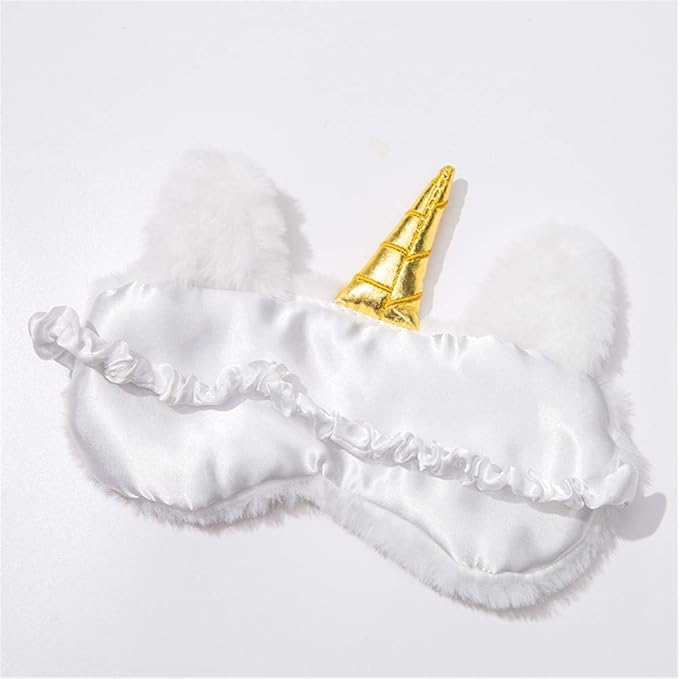 Cute Animal Sleeping Sleep Mask Soft Plush Blindfold Cute Rabbit Panda Koala Eye Cover Eyeshade for Kids Teens Girls Women (Unicorn Gold)