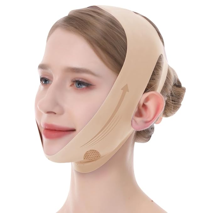 V Line Lifting Mask, Chin Strap for Sleeping, Reusable Double Chin Reducer, Jaw Exerciser, Face Slimming, Sagging Prevention, Medium