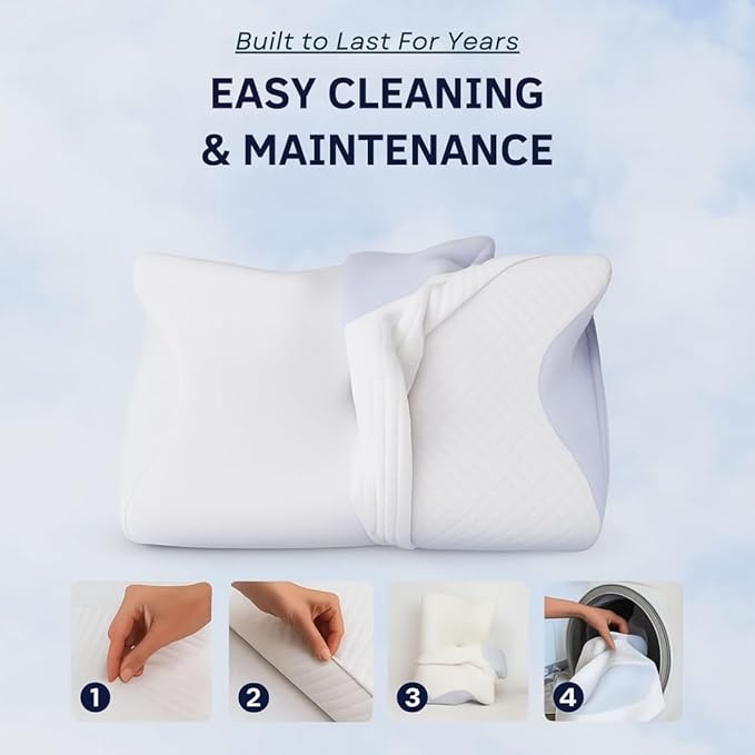 Premium Relief Pillow, 2026 New 2-in-1 Ergonomic Pillow with Case, Adjustable Memory Foam Supports Pillows, Orthopedic Bed Pillows for Side Back Stomach Sleeper (1PC-Gray)