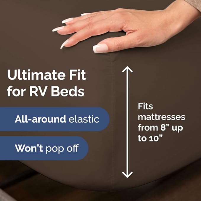 Short Queen Size 4 Piece Sheet Set - RV Short Queen, Ultra-Soft, Breathable & Cooling Bed Sheets Set with Deep Pockets - Hotel Luxury Bedding for Women & Men - Wrinkle Free & Fade Resistant - Brown