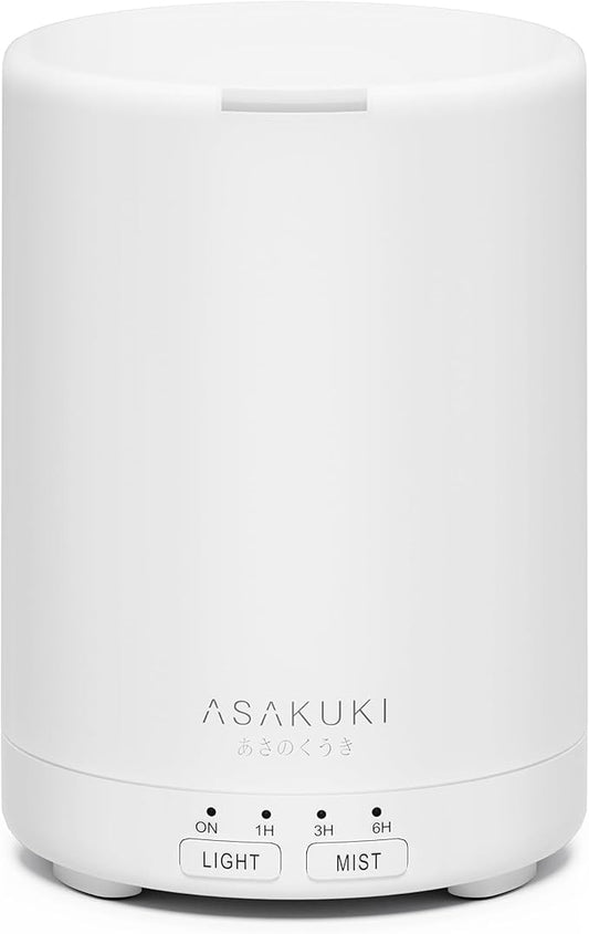 ASAKUKI Essential Oil Diffuser for Home, 300 ml Humidifier with Automatic Shut-Off, Quiet Aromatherapy Diffuser with 7 LED Lights for Living Room, Kitchen, Bedroom, Hotel, Gift for Mom - Pure White