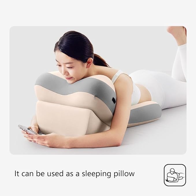 Ergonomic Pillow for Back Pain Relief Adult 3 Zone Support Cushion with Memory Foam core, Removable Washable Bedspread, Reading Pillow, Office Chair for Sciatica and Coccyx Comfort (Blue)