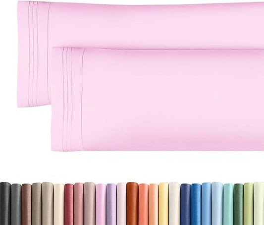 Body Pillowcases Set of 2-20x54 Long Body Pillow Case - Soft Body Pillow Cover for Sleeping & Side Sleepers - Comfy, Wrinkle & Fade Free - Machine Washable w/Envelope Enclosure Light Pink